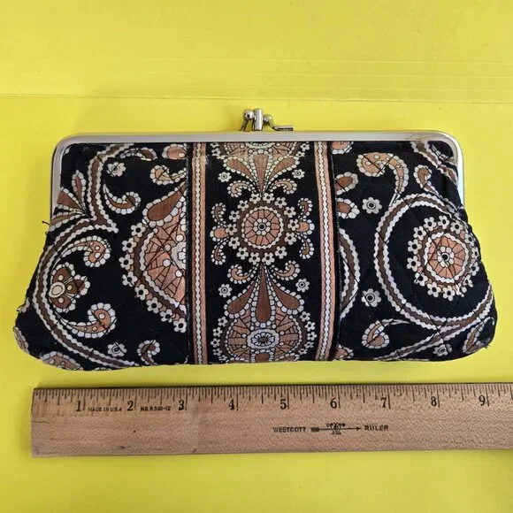 Vera Bradley Caffe Latte Brown Black Tan Large Clutch Wallet - Picture 2 of 6